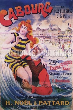 Cabourg, la plus belle plage, 5 heures de Paris - VINTAGE POSTER BANK - thème Plage - reproduction numérique d'affiche ancienne