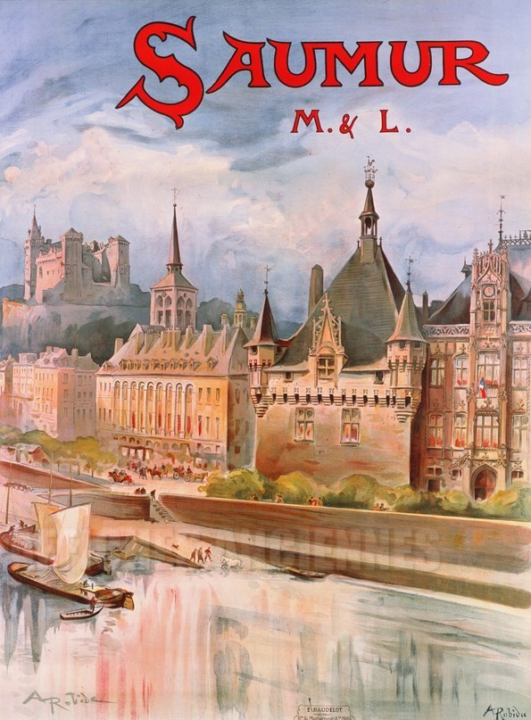 AFFICHE Saumur Anjou bords de Loire- VINTAGE POSTER BANK - thème Châteaux, lieux religieux - reproduction numérique d'affiche ancienne