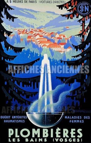 Plombières-les-Bains, station thermale,Vosges - VINTAGE POSTER BANK - thème Montagne - reproduction numérique d'affiche ancienne