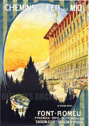 Font-Romeu Le Grand-Hotel - VINTAGE POSTER BANK - thème Montagne - reproduction numérique d'affiche ancienne