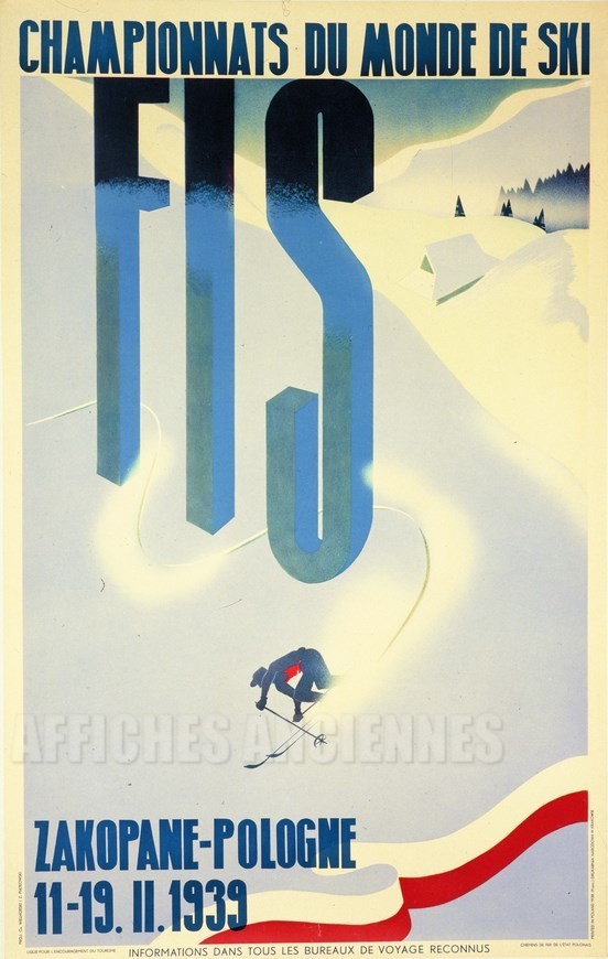 Championnat du Monde de Ski Pologne - VINTAGE POSTER BANK - thème Sports - reproduction numérique d'affiche ancienne