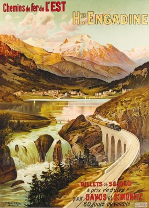 Haute Engadine Suisse Chemins de Fer de l'Est - VINTAGE POSTER BANK - thème Montagne - reproduction numérique d'affiche ancienne