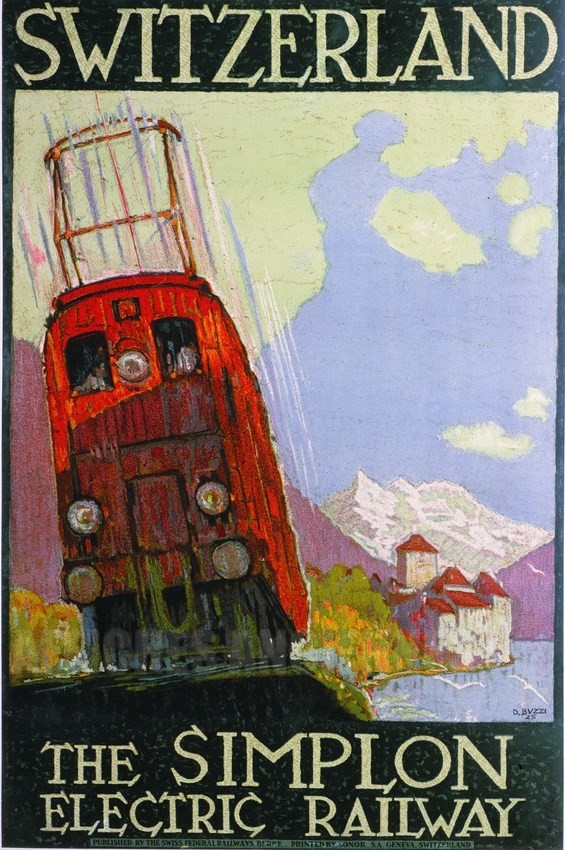 Switzerland The Simplon Electric Railways- VINTAGE POSTER BANK - thème Train - reproduction numérique d'affiche ancienne