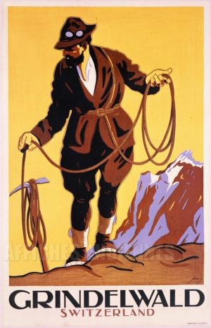 Grindelwald Switzerland - VINTAGE POSTER BANK - thème Plage - reproduction numérique d'affiche ancienne