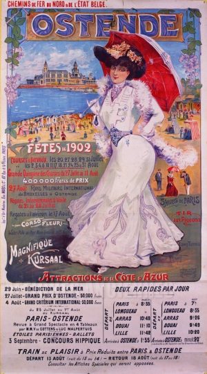 Ostende Belgique - VINTAGE POSTER BANK - thème Plage - reproduction numérique d'affiche ancienne