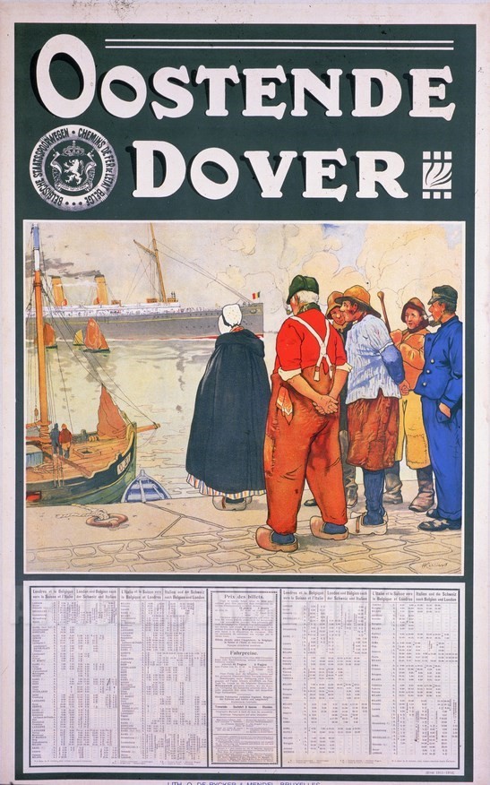 Oostende-Dover, Belgique - VINTAGE POSTER BANK - thème Mer, bateaux, paquebots - reproduction numérique d'affiche ancienne