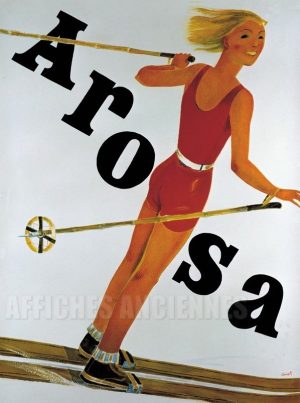 Arosa - VINTAGE POSTER BANK - thème Montagne - reproduction numérique d'affiche ancienne