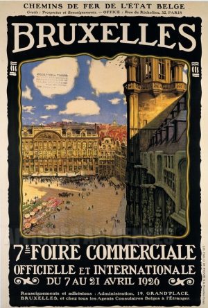 Bruxelles, Grand'Place, Belgique - VINTAGE POSTER BANK - thème Pays, villes, voyages, - reproduction numérique d'affiche ancienne
