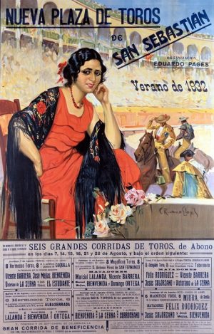 Corrida Nueva Plaza de Toros Saint Sébastien - VINTAGE POSTER BANK -Pays , villes, voyages - reproduction numérique d'affiche ancienne