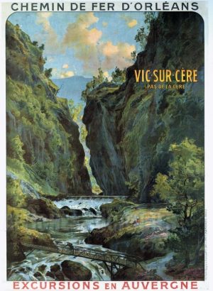Excursion en Auvergne Vic-sur-Cère - VINTAGE POSTER BANK - thème Montagne- reproduction numérique d'affiche ancienne